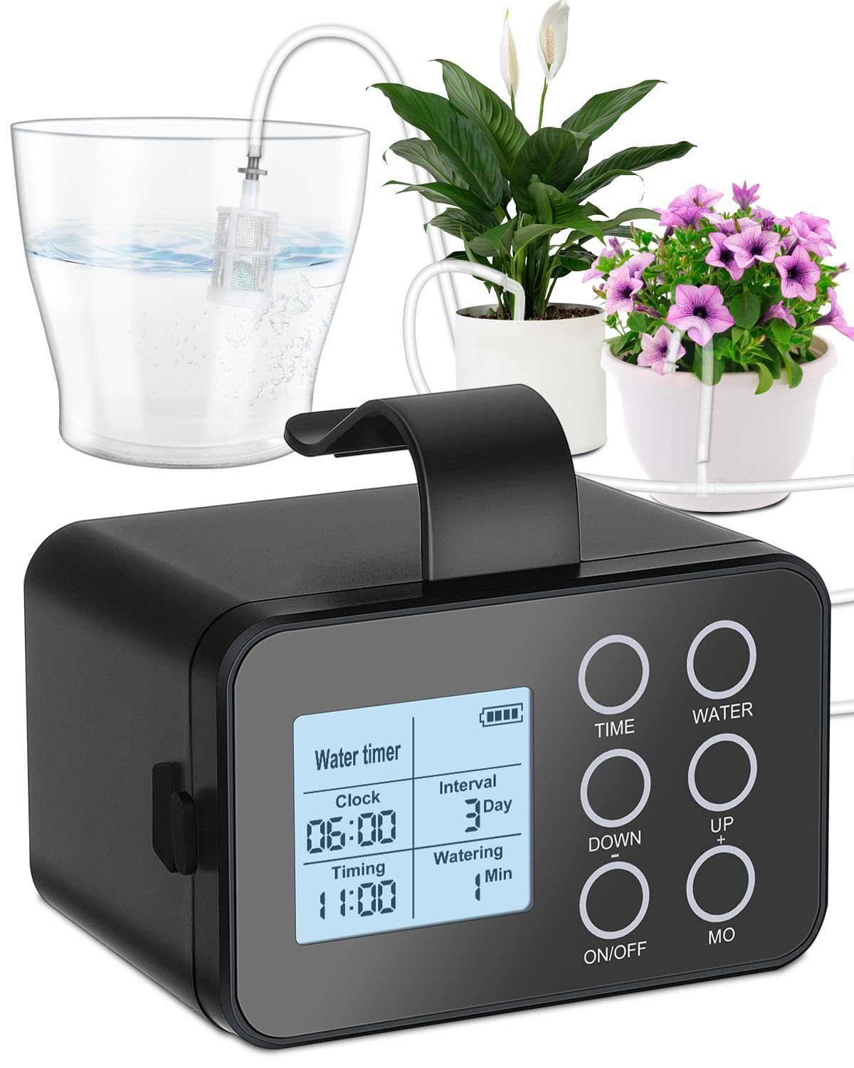 Système d'arrosage automatique – affichage LED, avec écran, 15 Pots, 2600mAh