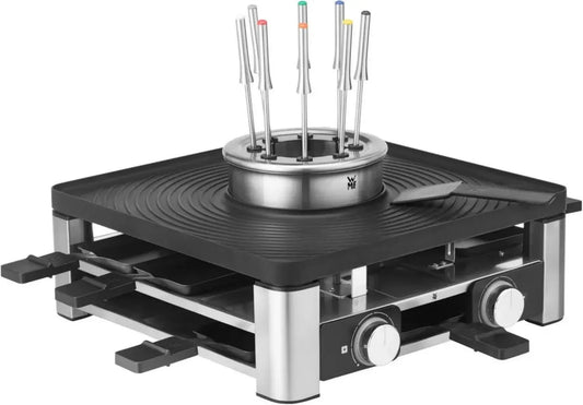 WMF Lumero 3-en-1 : Raclette, Fondue et Barbecue, 8 Personnes, Acier Inoxydable, Accessoires Inclus