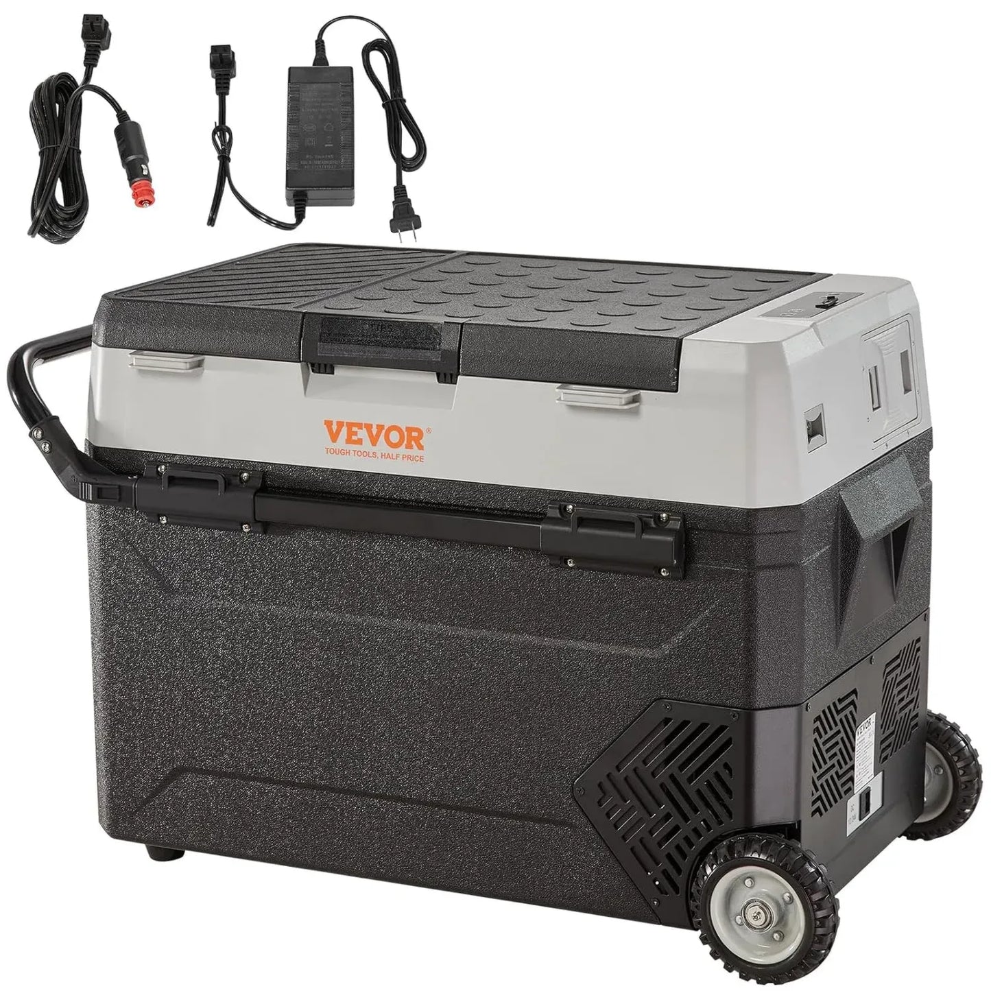 Glacière Électrique Portable 38L VEVOR - Réfrigérateur Voiture Double Zone, -20°C à 10°C, 12/24V CC, 100-240V CA, Camping, Camion, Bateau